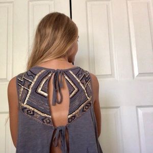 Free People Embroidered Tie Back Top 🦋